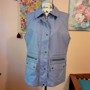Peter Millar Blue and White Checkered Women's Golf Vest, EUC,  Large